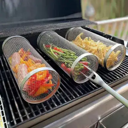 BBQ outdoor grill net /Barbecue Stainless Steel Wire Mesh Cylinder