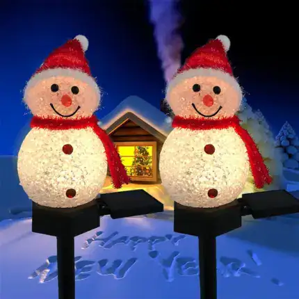 Outdoor Solar Snowman Garden Lights