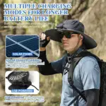 Wide Brim Solar Fan Outdoor Fishing Hat-Solar & USB Charging